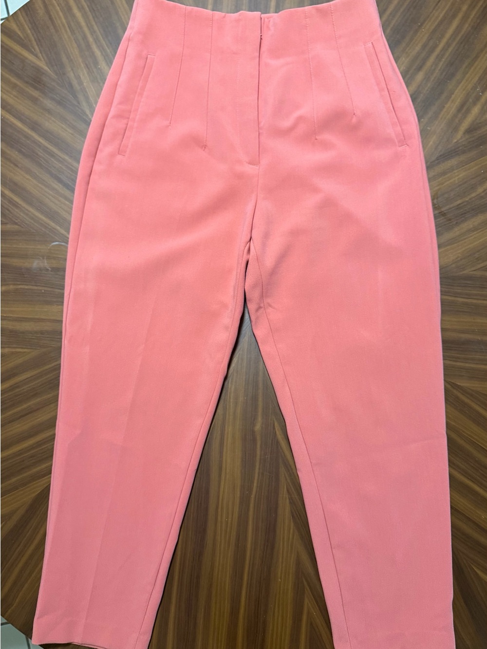 Zara Coral Pink High-Waist Tapered Trousers